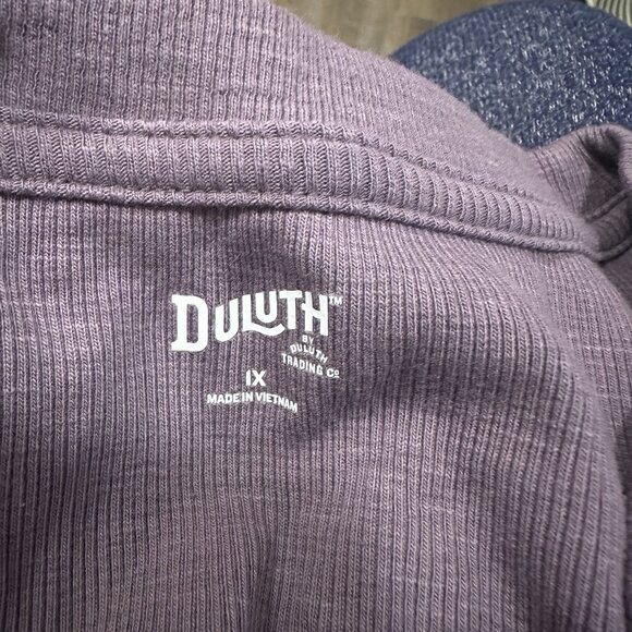 Duluth Trading Co Women’s Makers Studio Cotton Rib Henley Shirt Purple 1X XL - Picture 3 of 6